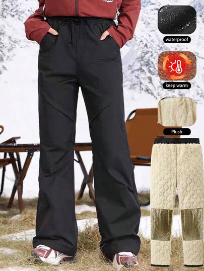 Calças de esqui femininas de inverno – Calças de caminhada impermeáveis e à prova de vento, com forro térmico e almofada aquecida com grafeno, cintura e bota ajustáveis, calças de neve para clima frio para esqui, snowboard, caminhadas, trekking e viagens.