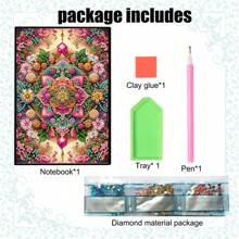 1 Conjunto Kit de Pintura de Diamante DIY - Decoração de Diamante de Flor de Mandala, Caderno de Couro Sintético Preto, Material Artesanal para Casa/Escritório/Escola, Presente Perfeito de Volta às Aulas ou Acessório de Mesa Criativo, Presente Artesanal Artesanal | Artesanato Único