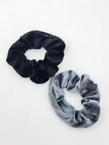 Velvet Hair Scrunchie With Hidden Zipper Pocket, Secret Compartment Elastic Hair Tie For Keys & Cash, Ponytail Holder Accessory - Black - View 16