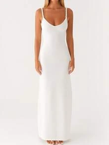 Stylish Maxi Dress With Adjustable Straps And V-Neckline - Ideal For Summer Occasions - White - View 3