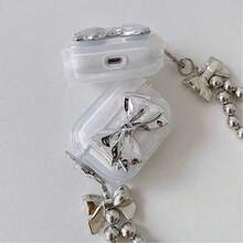 韩式电镀蝴蝶结链耳机盒适用于 Apple 4/Pro 2/2/3，软壳 - 完美的情人节礼物