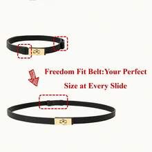 1pc Plus Size Adjustable Gold Buckle Slouchy Belt, Suitable For Jeans, Casual Wear, Jackets, Dresses, Bohemian PU Leather Cross Texture Belt For Daily Wear Fall, Autumn, Halloween - Lock - View 5