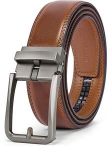 BOSTANTEN Belt Men Leather Reversible Belts Men 1 3/8 Casual Dress Pants, Two-In-One Belt - 007-深棕色 - 查看 1