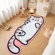 1 Piece Cute Cat Shaped Rug - Soft And Comfortable Faux Wool Polyester Material, Easy To Clean And Wash, Non-Slip Backing, Suitable For Decorating Living Room, Bedroom, Bathroom Or Office, Indoor Use Only, Bedroom Decor | Playful Cat Design | Machine Washable Rug, Cat Bathroom Kitchen Decor Kitchen Carpet - Multicolor - View 2