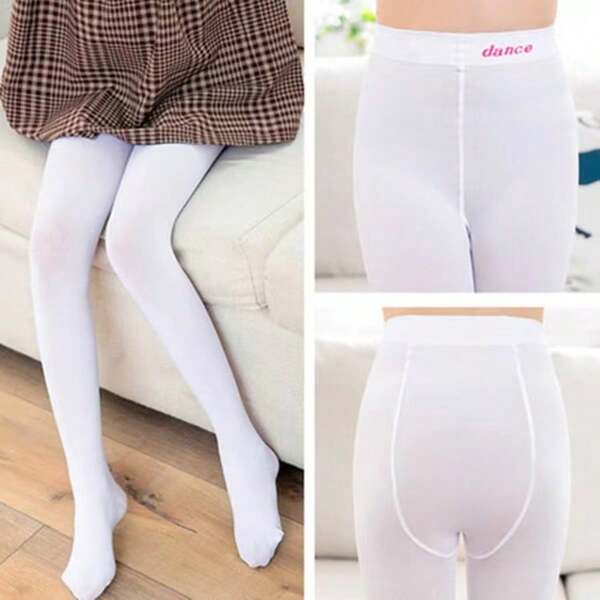 1 Pair Girls' Thin 60D White Dance Tights, Anti-Pilling And Non-Slip, Suitable For Spring & Summer