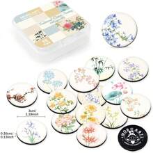 1/16pcs Chinese Art Flower Fridge Magnets, Decorative Magnetic Board Stickers For Refrigerator, Cabinets, Whiteboards, Offices, Schools, Festival Gifts