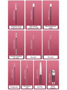 NEFOUME Juego de 7/10/12/20 piezas de cortaúñas, lima de uñas, tijeras de manicura y pedicura de acero inoxidable de alta precisión, con estuche portátil de diseño moderno - Multicolor - Ver 8