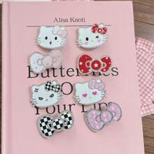 Sanrio Sanlio Small KT Cat Multiple Styles Hair Clips With Fine Glitter, Student Bangs, Edge Clips, Cartoon Headpieces, New Duckbill Clip Hair Clips