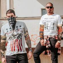 男士防晒袖套 - UPF 50+ 运动压缩降温袖套 - 独特的纹身袖套礼物 仿真纹身臂套 秋季服装 万圣节装扮 黑色男士袖套礼物