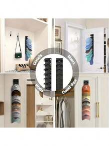 1pc/2pcs Black/White 10-Tier Cap Rack, Baseball Cap Organizer, Heavy Duty & Durable, Suitable For Hanging Various Hats On Door, Cabinet, Wall, Entryway - Practical Home Storage Accessory