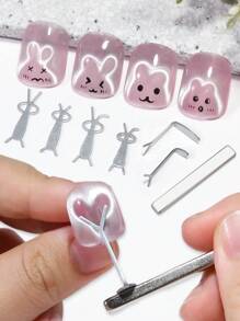 Set di 7 calamite per unghie a forma di coniglio e occhio di gatto, calamite magnetiche superconduttrici per smalto gel, accessori per arte di unghie, perfetti per manicure fai-da-te a casa o come regalo, forniture per unghie, strumenti per unghie, strumenti per arte di unghie, back to school, unghie, strumenti per unghie finte
