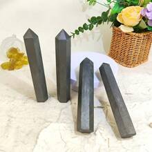 Natural Crystal Stone Black Schungite Tower Handmade Quartz Stone Single Point Home Decor Mineral Collection Gifts