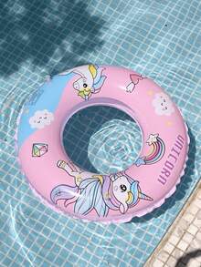 1件创意独角兽设计游泳圈彩虹小马游泳圈60-70-80厘米游泳圈游泳筏 - 粉色 - 查看 1
