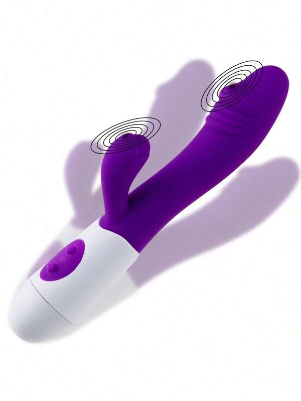 Vibrador de conejo con 10 velocidades, motor dual, a batería, de silicona, para estimulación del clítoris y el punto G, como juguete sexual para mujeres