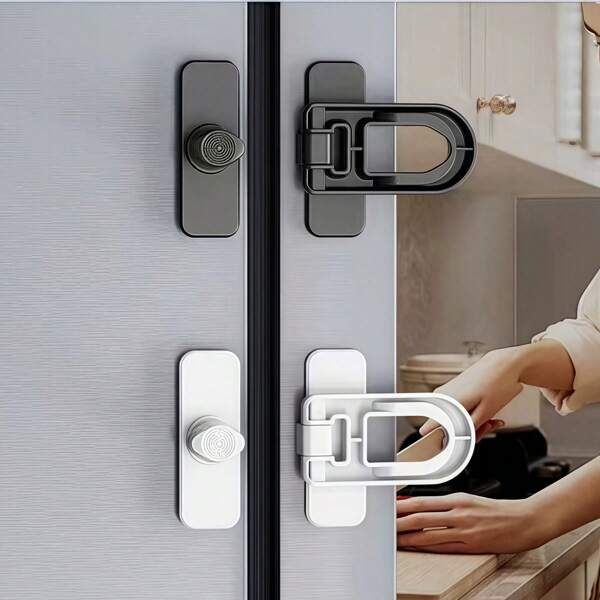 3pcs Refrigerator Safety Lock, Refrigerator Door Fastener, Refrigerator Door Closer, Water Dispenser Safety Lock, Drawer Safety Lock, Small Appliance Safety Lock, Latch Lock, Non-Drill Self-Adhesive Safety Lock