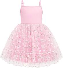 2025Toddler Girls Tulle Dress Rainbow Tutu Birthday Princess Dresses Formal Photo Shoot Outfit Summer Clothes 2-6T'Sprout Style' - 粉紅色 - 雛菊薄紗 - 查看 1