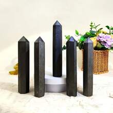 Natural Crystal Stone Black Schungite Tower Handmade Quartz Stone Single Point Home Decor Mineral Collection Gifts