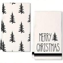 Set de 2 prosoape cu tematică de Crăciun, concepute cu un model simplu de brad de Crăciun, lavabile la mașină, rezistente la căldură, absorbante și reutilizabile, potrivite pentru decorarea camerei, prosoape de bucătărie și baie, decorarea petrecerilor, decorarea casei și un cadou ideal de Crăciun.