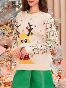 Ugly Christmas Sweaters For Women Funny Christmas Sweaters Knitted Women's Xmas Sweater Winter Holiday Pullover - Apricot - View 6