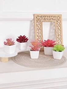 Conjunto de 3 macetas con suculentas simuladas, combinación de verde y rosa, plantas artificiales miniatura falsas para jardín, escritorio, habitación, ventana, regalo de inauguración de casa, decoración de arte, decoración de oficina, boda