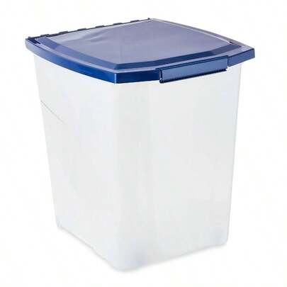 Plastic Pet Food Storage Container With Locking Lid, 25 Lb Capacity