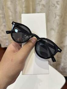 1 件男士休闲复古方形小框眼镜，适合日常佩戴、夏季海滩、街拍 - 黑框灰片 - 查看 11