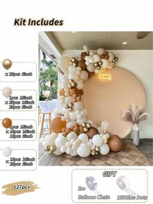 127 Stücke, Kokos Beige Weiß und Gold Ballons Neutrale Latex Ballon Girlande Bogen für Party Dekoration Geburtstag Geschlechtsoffenbarung Hochzeit Verlobung Jubiläum Baby-Dusche Party Zubehör - Farben mischen - Übersicht 5