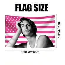 1件裝 粉白條紋背景星形圖案 Ian Somerhalder (Damon Salvatore) 海報橫幅，聚酯纖維，適用於大學宿舍、臥室、客廳、派對、居家房間裝飾，送給女性、好友、粉絲的完美生日禮物 - 彩色 - 查看 3