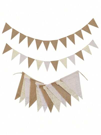3.5m 12pcs Ombre Thick Linen Bunting Banner - For Birthday Party, Classroom, School, Carnival, Outdoor, Large Event, Graduation Ceremony, Wedding, Garden, Wall Decoration And Home Decor