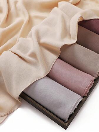 1 st. enfärgad halsduk med tunna kanter för kvinnor, avslappnad och andningsbar huvudbonad, mångsidig sjal hijab, alla årstider för klänning