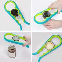 1pc 4-In-1 Multi-Function Bottle Opener And Can Opener - Portable, Non-Slip Handle, Convenient For Kitchen And Bar Use - Ideal Party Favor And Gift, Suitable For All, Elderly-Friendly, Kitchen Tool, Cooking Accessories, Household Kitchen Supplies, Thanksgiving Gift, Kitchen Gadget | Ergonomic Can Opener | Durable Plastic (Random Color Style)