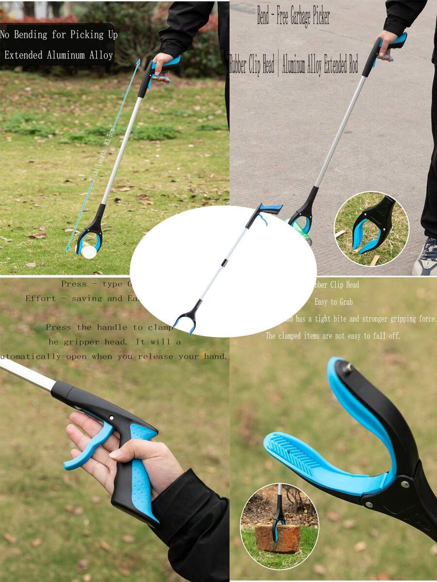 2PCS折叠垃圾夹加厚铝合金卫生垃圾夹多功能拾取器 - 彩色 - 查看 1