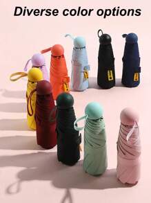 1pc 8-Rib Macaron Color Umbrella, Provides Reliable UV And Rain Protection, Portable Umbrella With Capsule Box Is An Excellent Gift For Lovers, Family And Friends, Made Of Super Flexible, Durable, Windproof, Rust-Proof, Lightweight Material, Suitable For Outdoor Hiking, Camping, Walking, Fishing And Other Activities, All-Season Essential