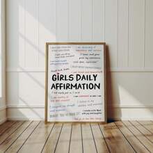 1pc Daily Affirmations Wall Art Picture Prints Canvas Paintings Girls Affirmation Poster Positive Quote Decor For Bedroom,Living Room,Teen Girl Room Decor No Framed