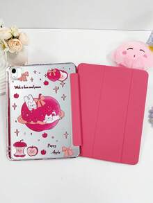 1pc Transparent Acrylic Backshell With Printed Apple Cat Colorful Painting Tri-Fold Watermelon Red Tablet Case, Built-In Pen Slot, High Transparency Acrylic Backshell Anti-Bend Anti-Scratch Anti-Drop, Magnetic Sleep/Wake, Compatible With IPad Mini6/Mini7/Air1/Air2/9.7/10.2/10.5/Air4/Air5/10.9/Pro11-In.(M2)-2024/IPad Pro 11-In.(M4)-2024/IPad Air 11-Inch (M3) 2025/IPad (A16) 11 Inch 11th Generation 2025, Product Does Not Include Pen, Some Models Come With Lens Frame - Watermelon Red - View 4