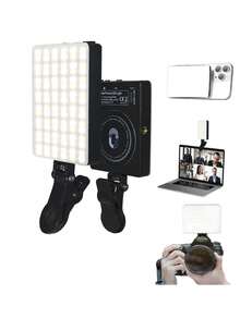 1pc Magnetic Phone Selfie Light, Clip-On LED Fill Light, 3 Color Modes & Brightness Adjustable, USB Rechargeable Battery - Portable Selfie Light For Magnetic Phone Video Calls (Black/White), Vlogging Lighting | Compact & Smooth Surface - Magnetic - View 1
