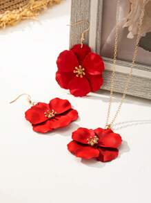 Vintage Floral Necklace & Earrings Jewelry Set, Boho Style Flower Jewelry, Cross-Border E-Commerce