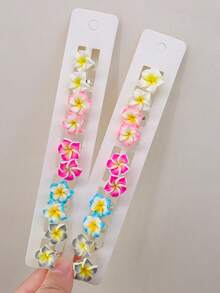 Set de 10 pinzas para el cabello con flores de margarita 3D en degradado para niñas/niños, accesorios para el cabello, estilo europeo y americano, pinza para el flequillo