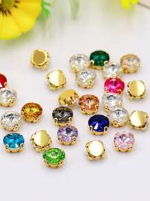 30pcs Gold Base 12mm Satellite Crystal Glass Plaw Drill For DIY Clothing, Wedding Dresses, Shoes & Bags Materials, Teardrop Hand Sewn Diamonds, Jewelry Accessories.