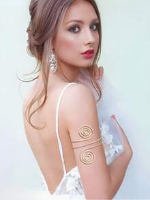 1 件优雅夏季金色螺旋女士臂章，适合女士派对、日常、海滩、宴会、佩戴、母亲节、万圣节、圣诞节、情人节、礼物 - 彩色 - 查看 4