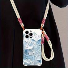 Funda para teléfono 1 pieza Una elegante correa para el hombro tipo bandolera, patrón Correa para el hombro tipo bandolera Correa de mano anticaída de cuatro esquinas Funda protectora para teléfono móvil Puede colgarse hacia atrás Funda para teléfono móvil suave adecuada para la serie 12 13 14 15 16 Pro Pro Plus - - Colores mixtos 1 - Ver 6