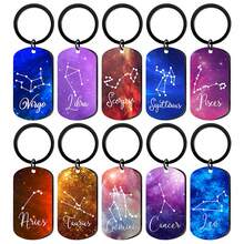 不锈钢 12 星座钥匙扣 - 带环钥匙扣，十二生肖设计，适合背包和钱包装饰，单个，情人节的理想礼物 - 女士钥匙扣（白羊座/金牛座/双子座/天秤座/摩羯座）汽车配件可爱哥特 Y2k 包配件挂绳带身份证夹汽车配件包饰