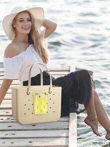 硅胶手机支架挂件，适用于Bogg包包 - 通用手机壳配件，适用于手机、数码化妆品收纳架套装，适合存放手机、移动电源、口红、梳子、钥匙、眼镜和其他个人物品，采用EVA材质，可用作收纳袋、沙滩包收纳袋、游泳沙滩包收纳袋，柔软、防水、耐磨、易清洁、可重复使用 - 彩色 - 查看 10