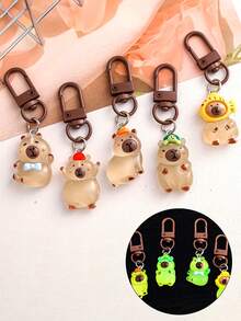 1 件/4 件卡通夜灯可爱水豚钥匙扣夜光吊坠情侣钥匙扣树脂装饰动物钥匙扣小吊坠包饰装饰吊坠汽车钥匙扣钥匙圈装饰配件，生日派对毕业典礼活动礼物赠送礼物。汽车配件哥特 Y2k