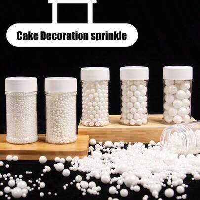 Cake Decoration Accents For DIY Cake Toppers, Mixed-Size White Pearls. Suitable For Decorating Birthday Cakes, Donuts, Cupcakes, Ice Cream And Cookies, These Are Ideal Decorative Supplies For Weddings, Parties, Valentine's Day, Halloween, Christmas And Other Occasions.