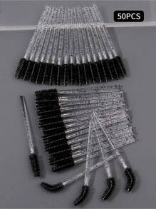 100pcs Disposable Mascara Wands, Professional Eye Makeup - Pink & Black Nylon Bristles, Slim Handle Lash & Brow Brush, For Eyelash Extensions, Lash Extension Tools, Mascara Wand Replacement Brushes, Fashionable Design, Durable Structure - Black - View 6