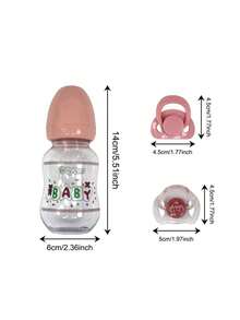 可爱重生娃娃奶瓶和磁性奶嘴逼真的重生婴儿配件可爱娃娃用品新生重生婴儿娃娃玩具假人，婴儿香水，娃娃婴儿，塑料婴儿，婴儿娃娃配件，重生娃娃，婴儿娃娃 - 粉紅色 - 查看 3