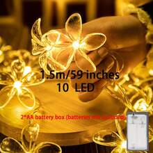 1 件百合 LED 仙女灯 - 电池供电（不含电池）适用于卧室、客厅、花园、婚礼和节日 - 浪漫花卉灯串，温暖的光芒，现代风格，塑料材质，LED 灯，Luz LED，房间装饰灯，生日装饰灯，家居装饰，节日装饰