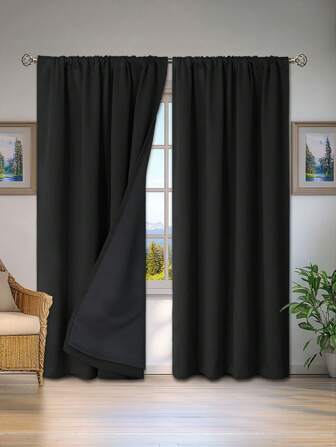 1 pièce Rideau d'obscurité totale à isolation thermique - 99% résistant aux UV, polyester, passant pour tringle, tissage uni non blanchissable, thème d'œuvre d'art de chambre à coucher, isolation thermique opaque, économie d'énergie, réduction du bruit - idéal pour la chambre à coucher, la ferme et un sommeil profond à l'école