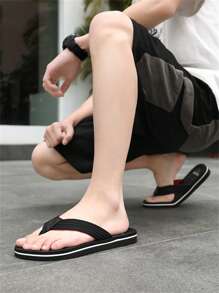 Summer Stylish Men Flip Flops, Comfortable Slip-On Thong Sandals For Indoor & Outdoor Beach Wear, Shower Shoes